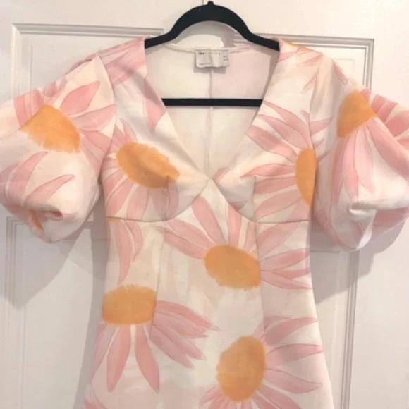 ASOS Puff Sleeve Floral Dress Size Small - Picture 4 of 4